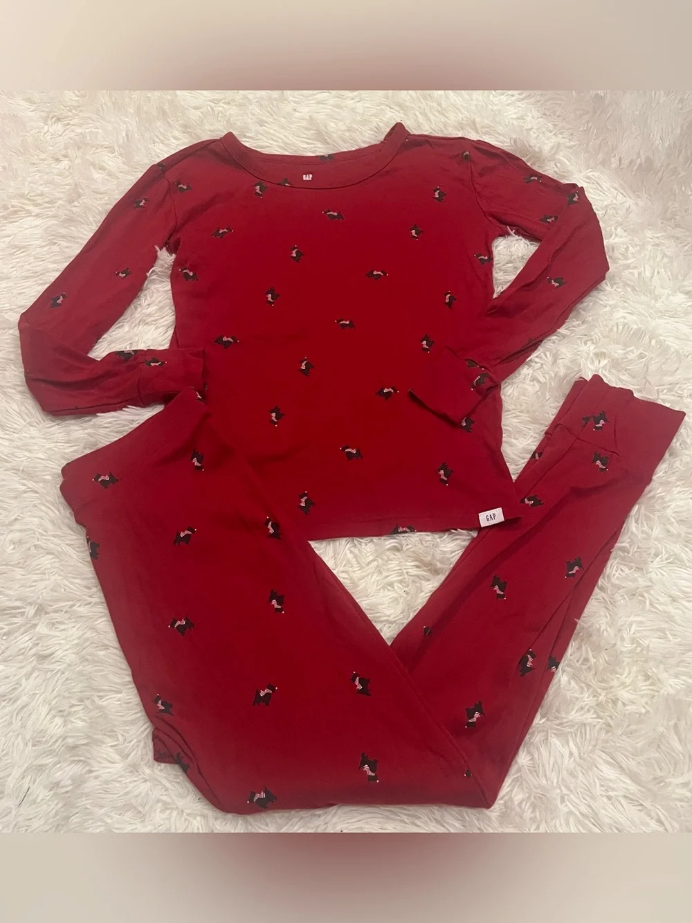 GAP Cotton Long-Sleeve Kids Pajama Set Scottish Terrier Print Size 12